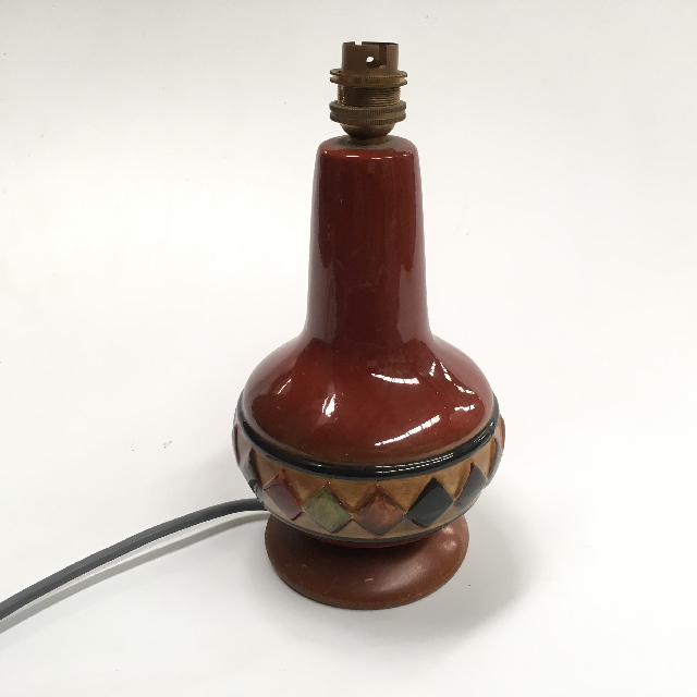 LAMP, Base (Table) - 1970s (small) Brown w Diamond Ceramic